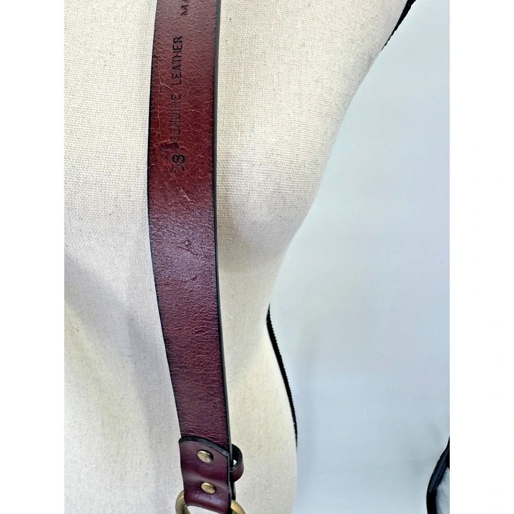 Vintage Orvis Cognac Full Grain Leather Equestrian Hoof Pick Belt 38 Brass USA
